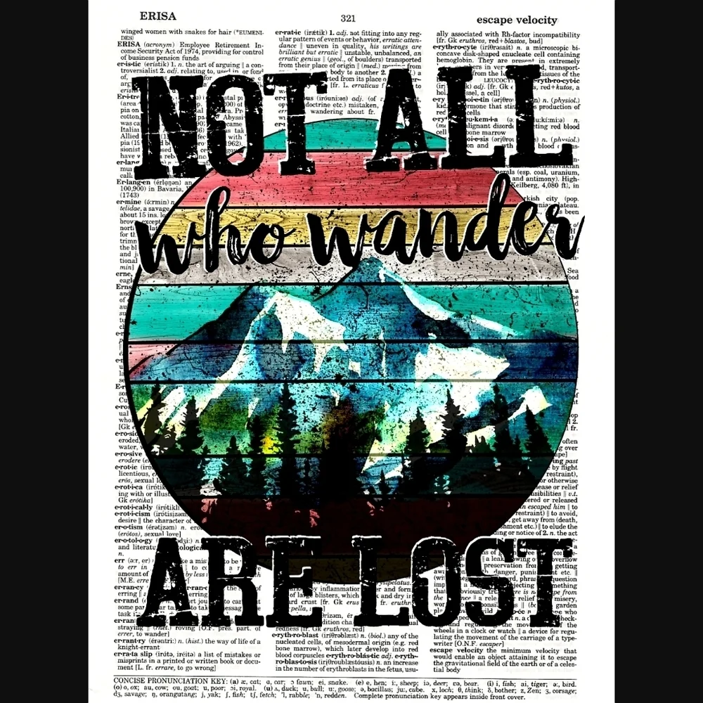 Wanderlust Vintage Dictionary Art Print Travel